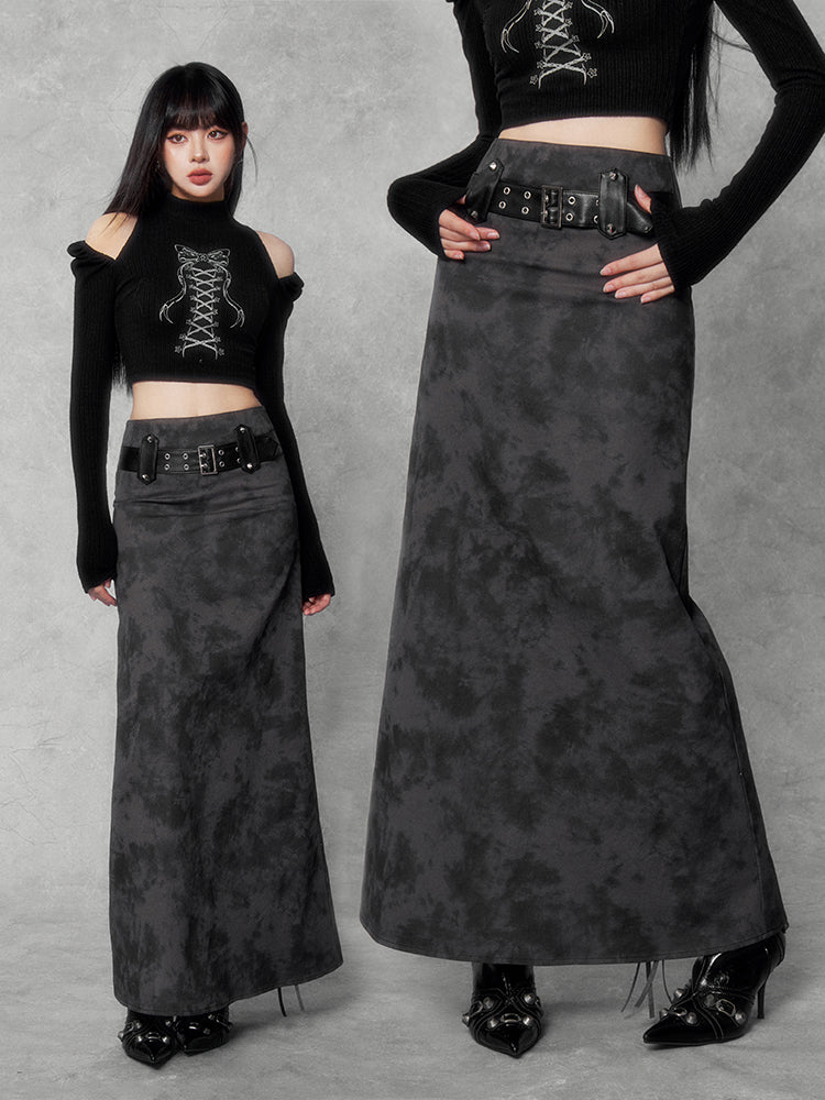 Gothic Buckle Maxi Skirt