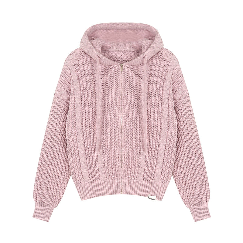 Sunburst Cable Knit Zip Hoodie