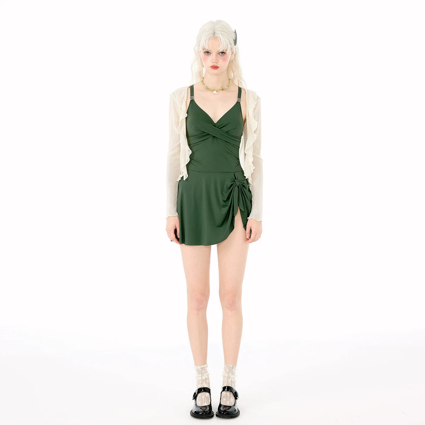 Forest Nymph Ruffle Skater Swim Dress Set