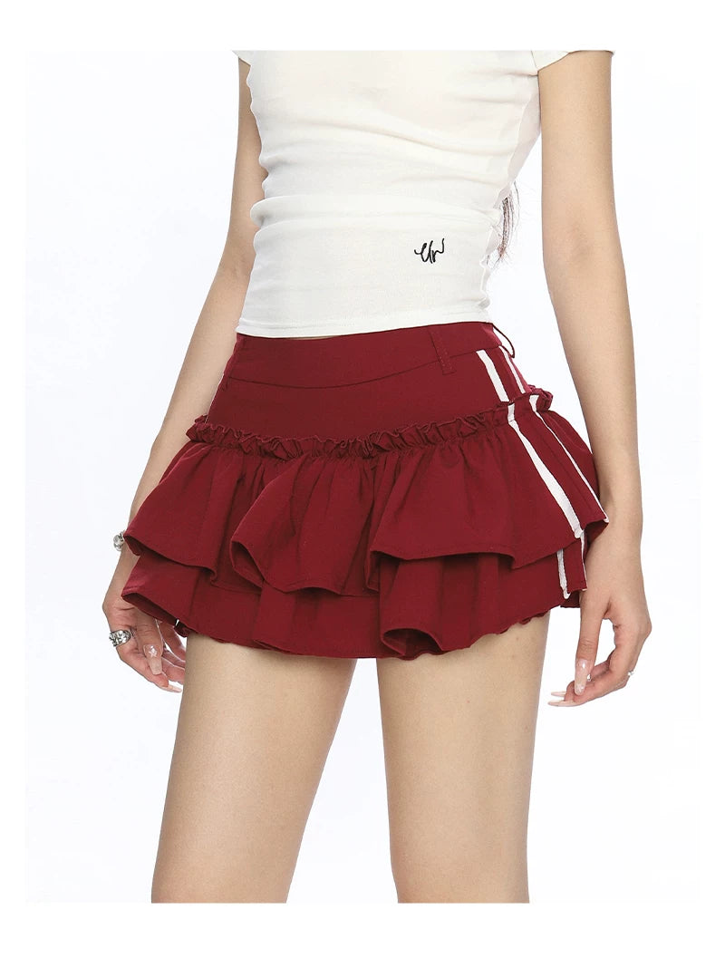 Varsity Ruffle Pleated Mini Skirt