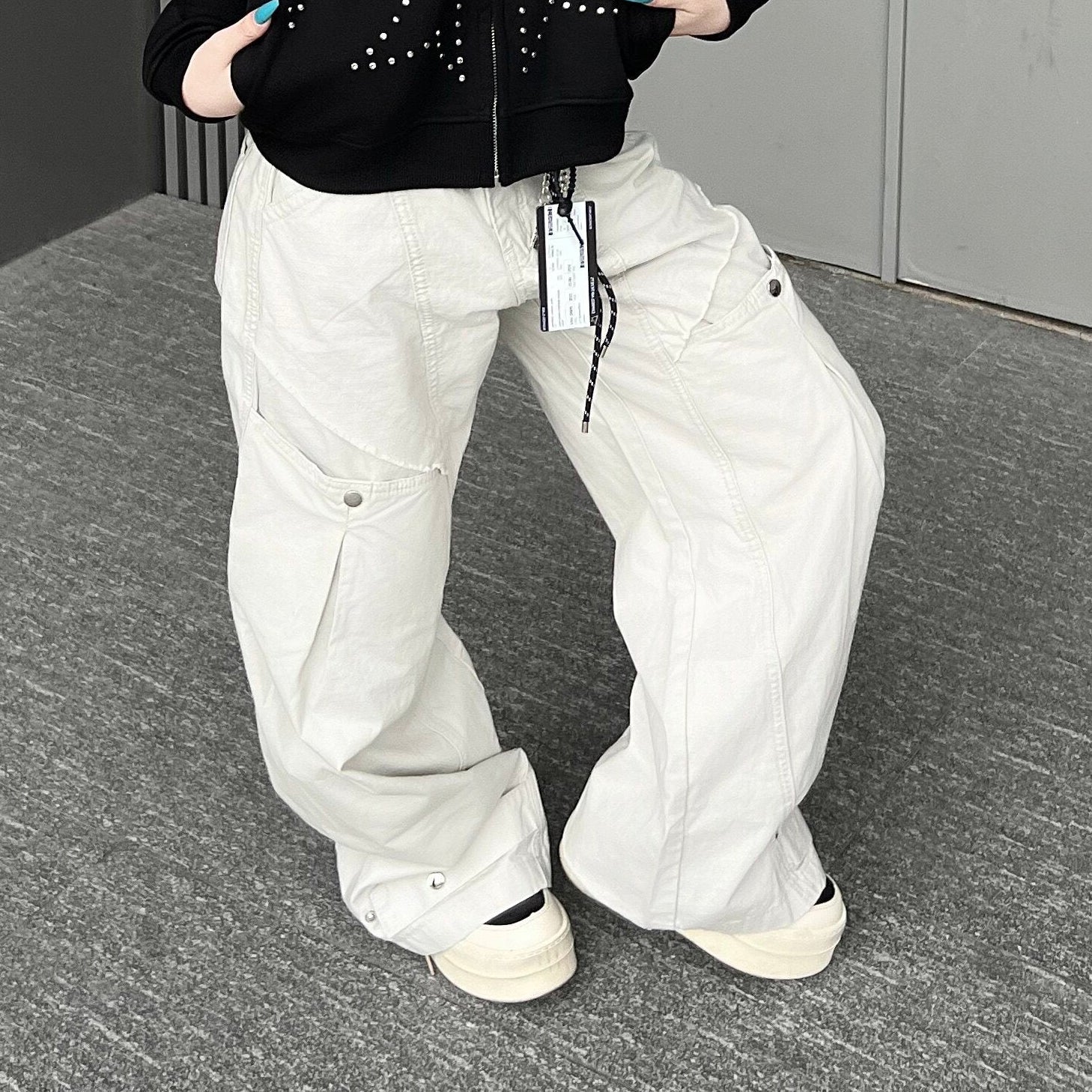 Men's Panel Rivet Wide-Leg Pants