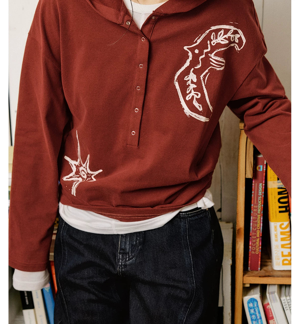 Graphic Embroidered Oversized Polo Shirt