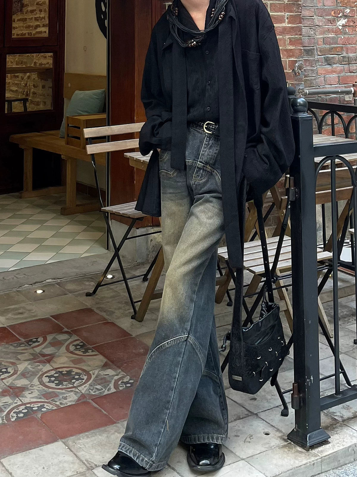 Arcfade Vintage Panel Wide-Leg Jeans