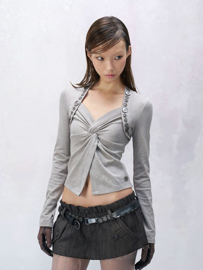 Ash Twist Button Detail Blouse