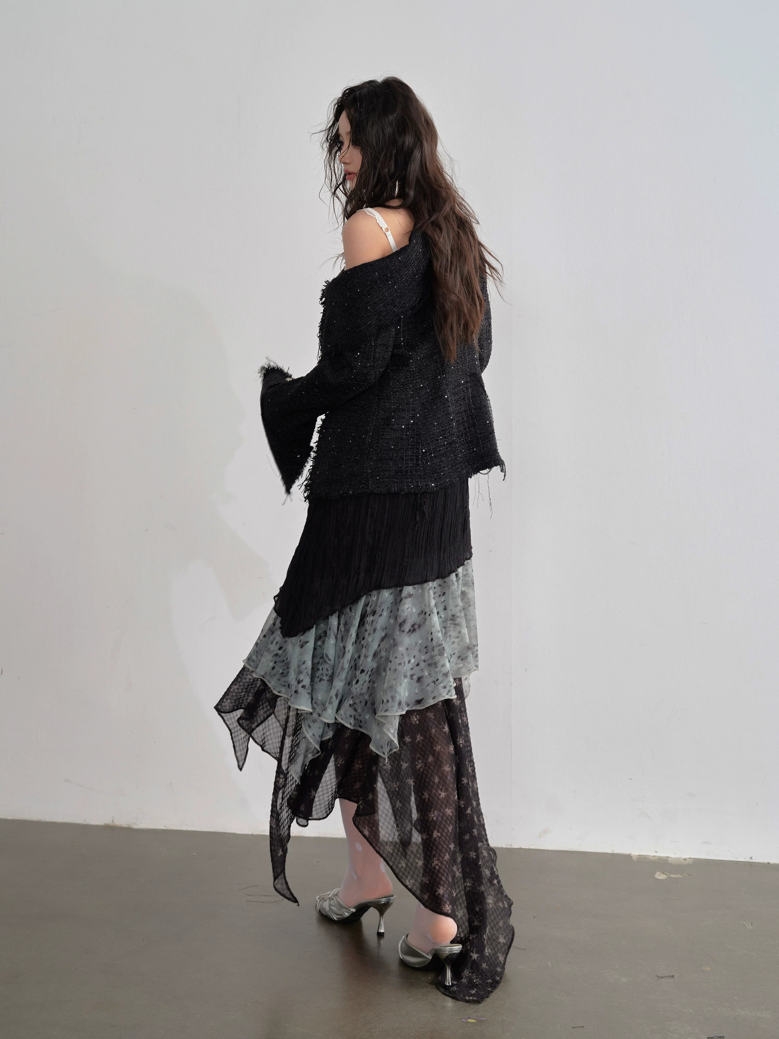 Noirglint Asymmetric Tweed Jacket