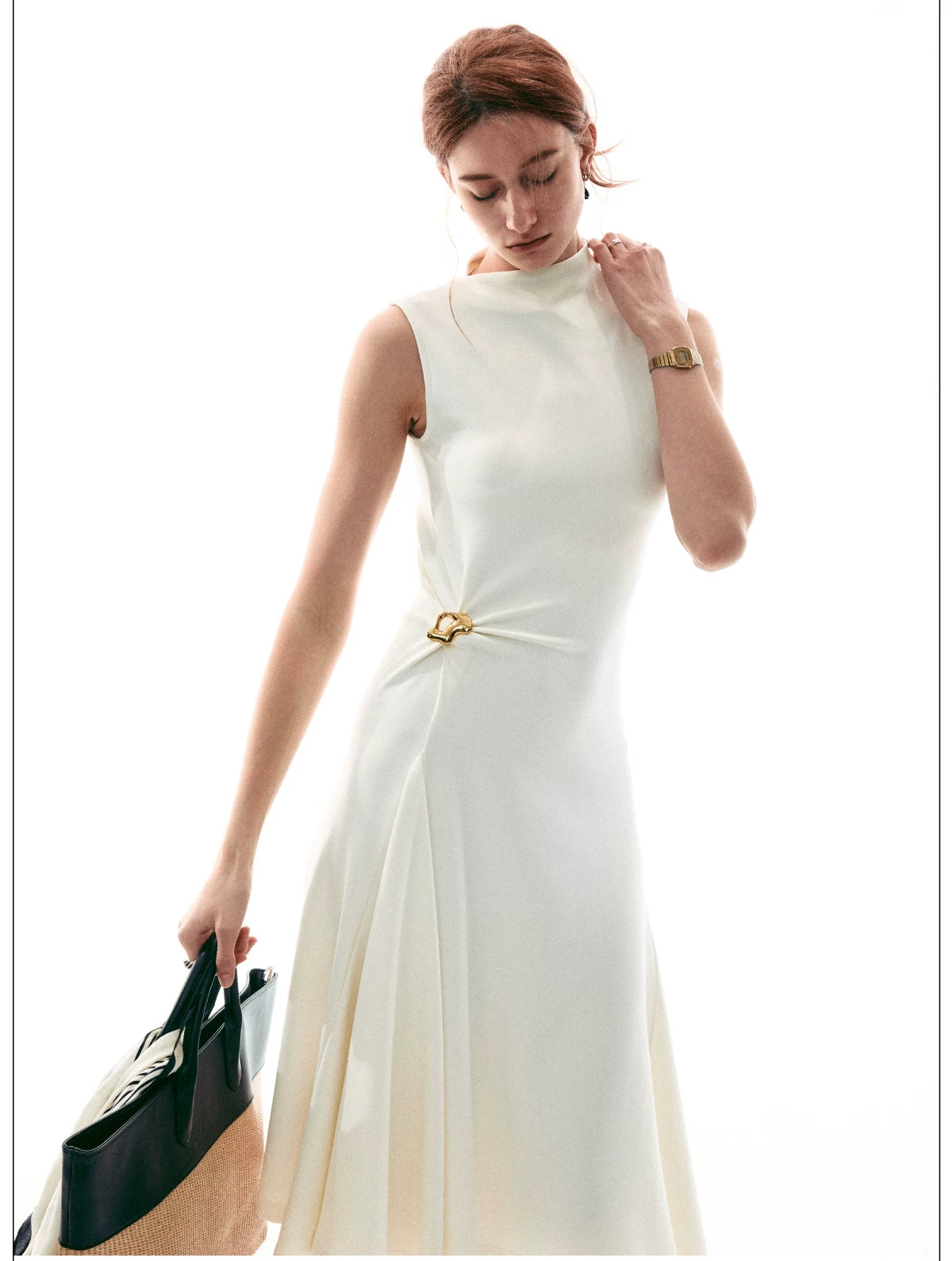 Sculpted Buckle Fit-Flare Dress