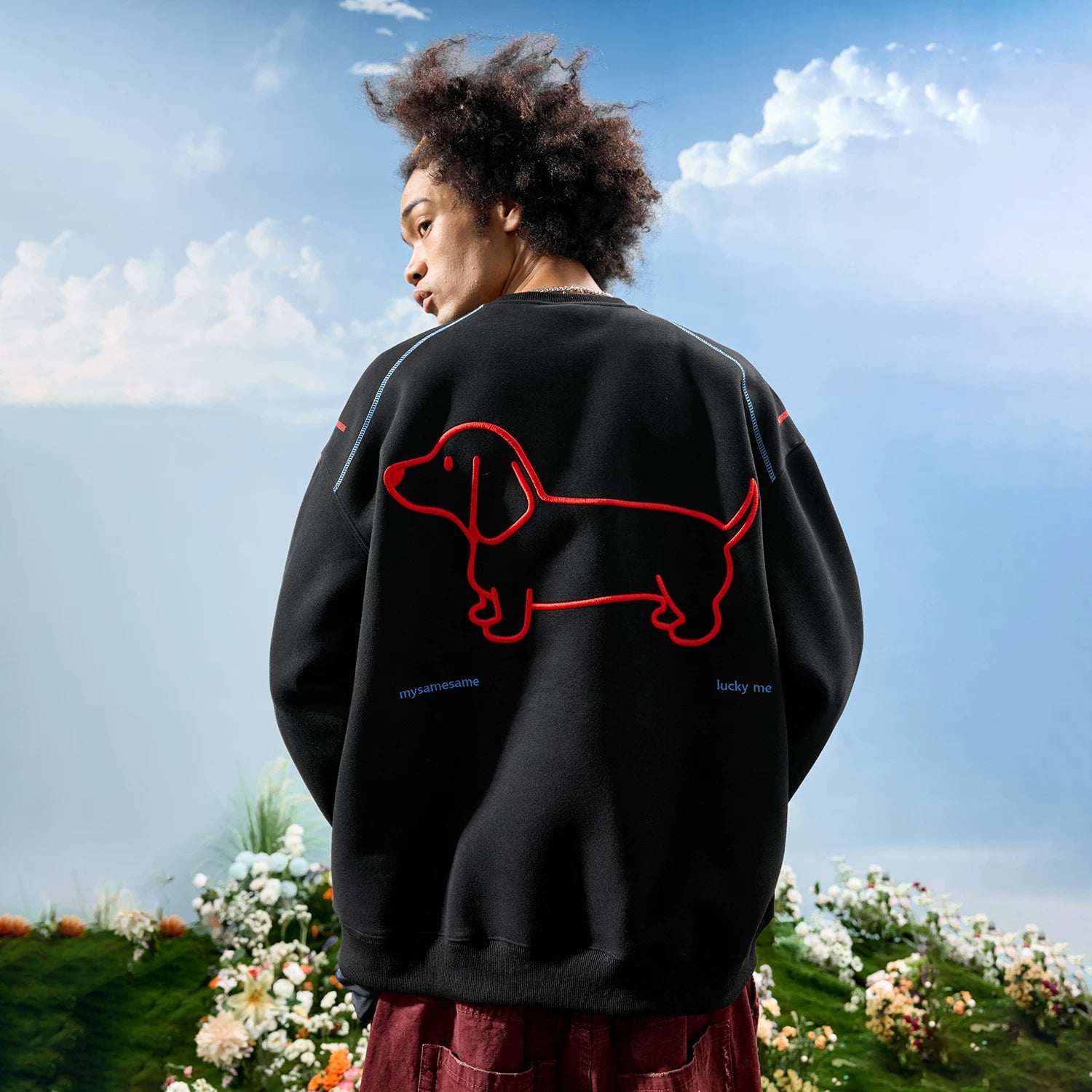 Dachshund Embroidered Oversized Crewneck Sweatshirt