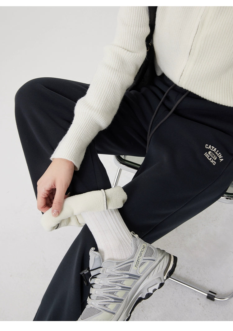 Straight-leg Fleece-lined Thick Sweatpants