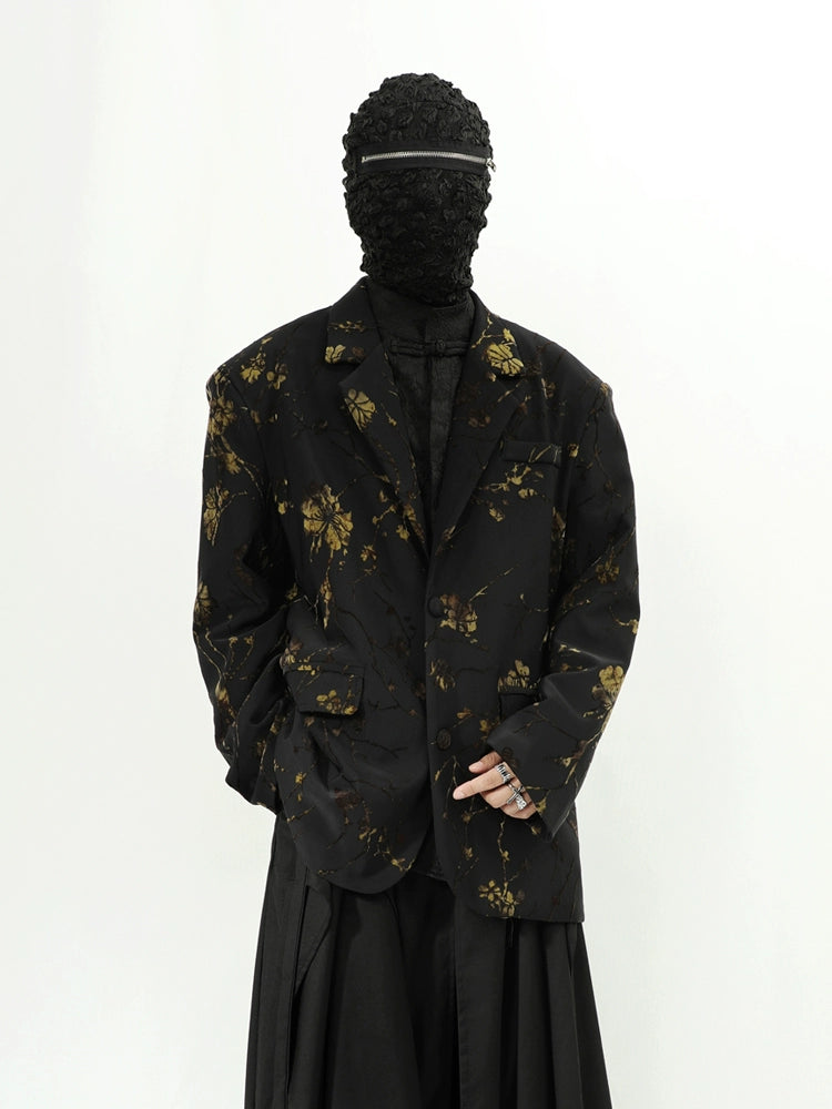Black Gold Floral Blazer Jacket