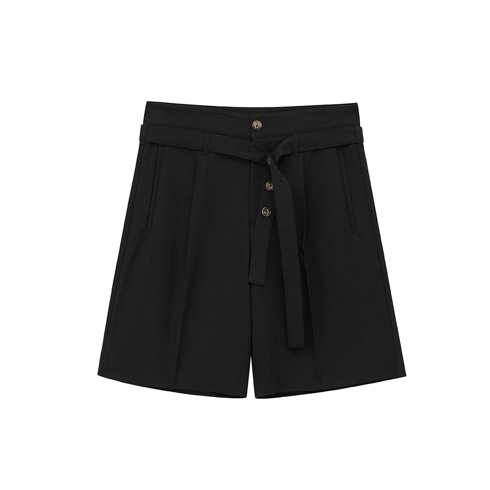 Draped Drawstring Mid-Length Shorts