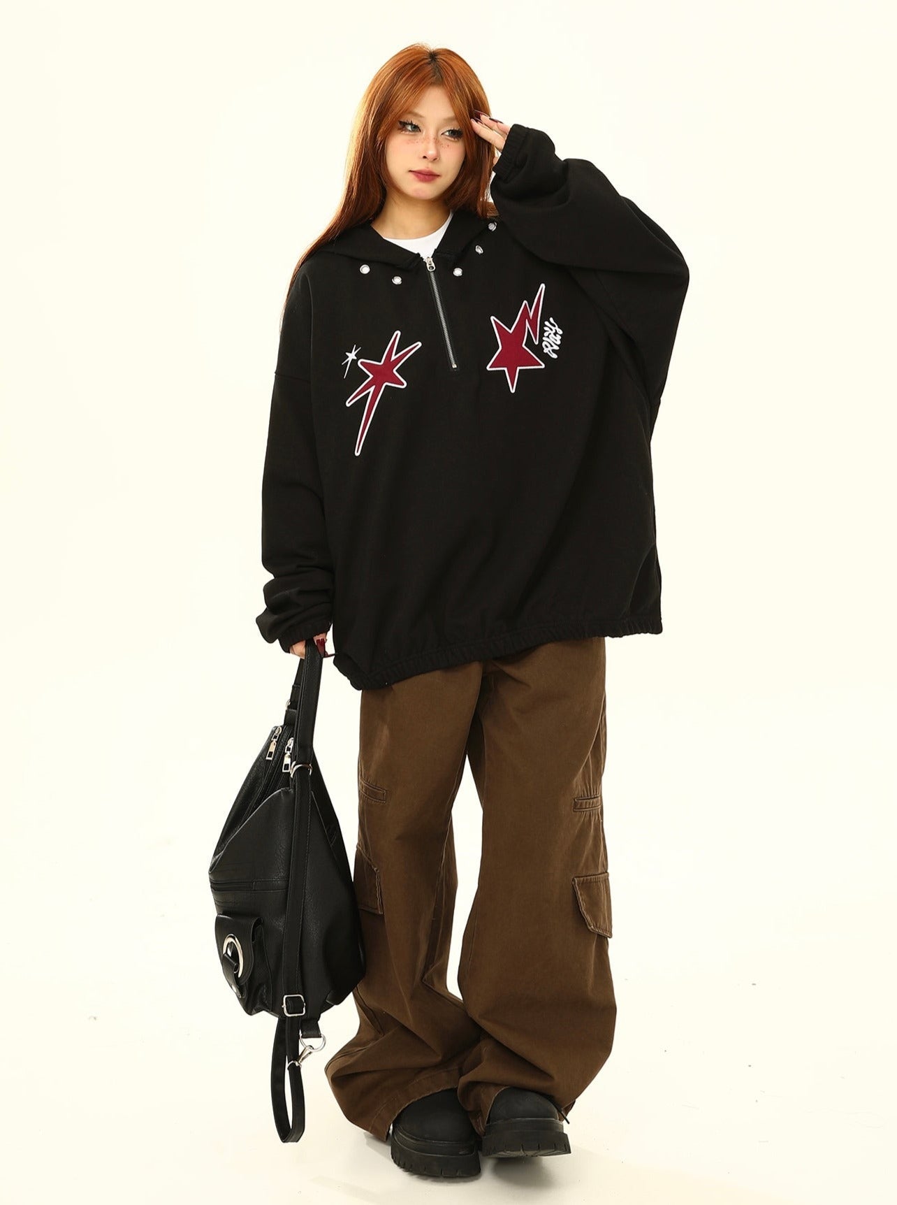 Star Print Oversized Anorak Jacket