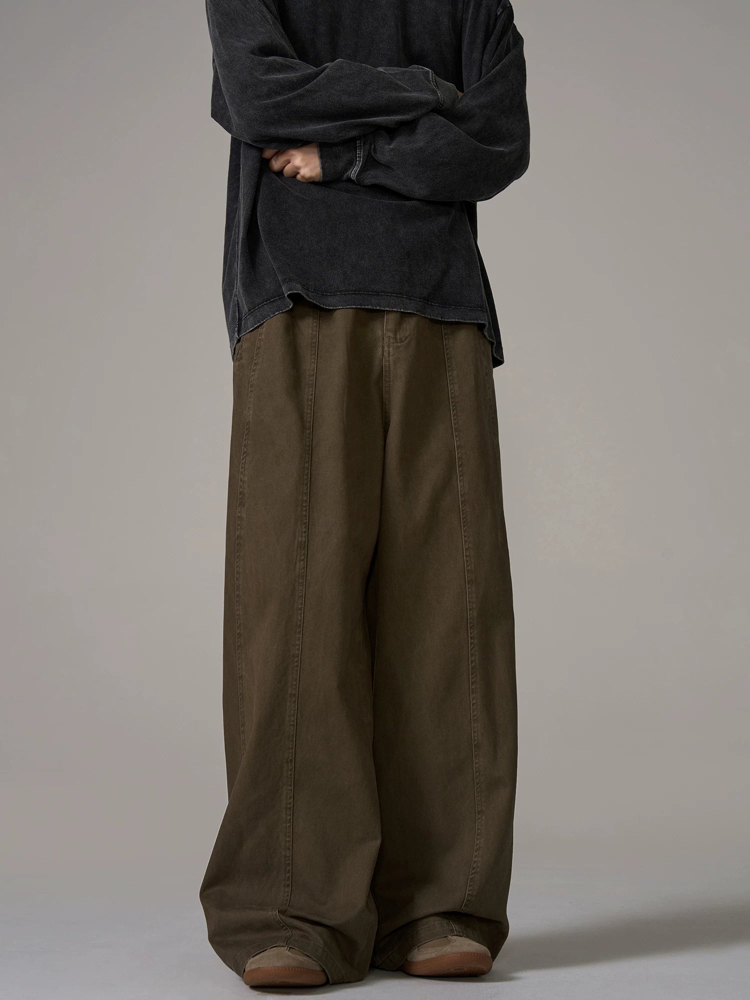 Washed Wide-Leg Work Pants