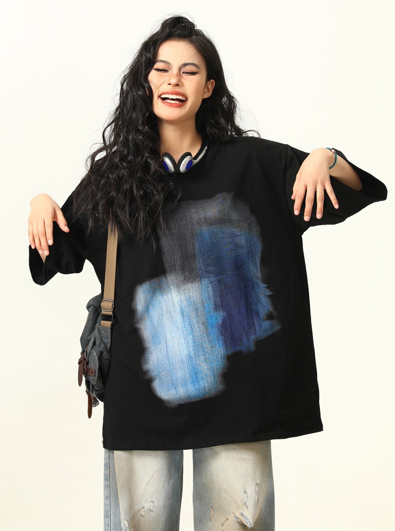 Abstract Watercolor-Style Oversized T-Shirt