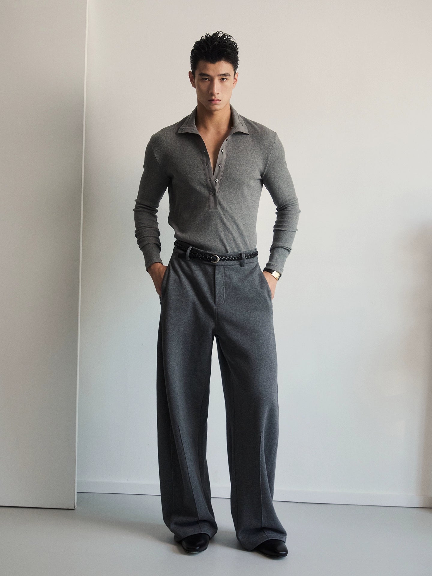 ShadowPlunge Contrast Placket Polo