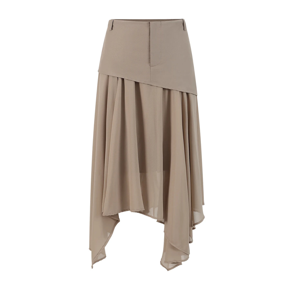 Desert Veil Asymmetric Pleated Midi Skirt
