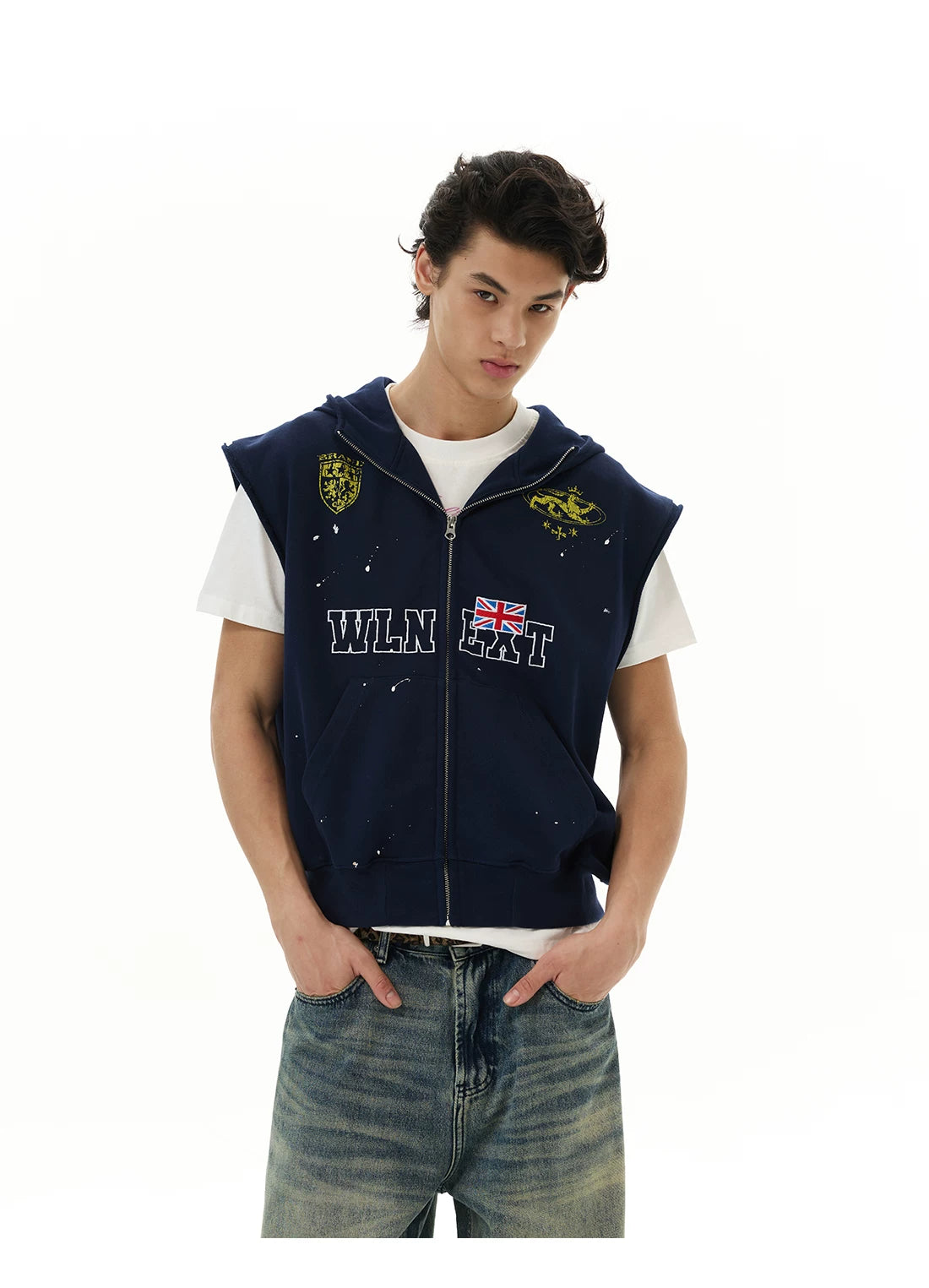 Union Crest Sleeveless Zip Hoodie