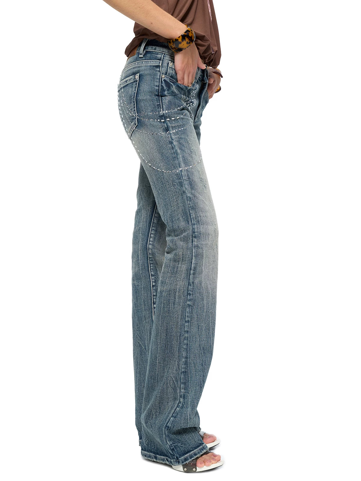 Starlit Chain Arc Bootcut Jeans