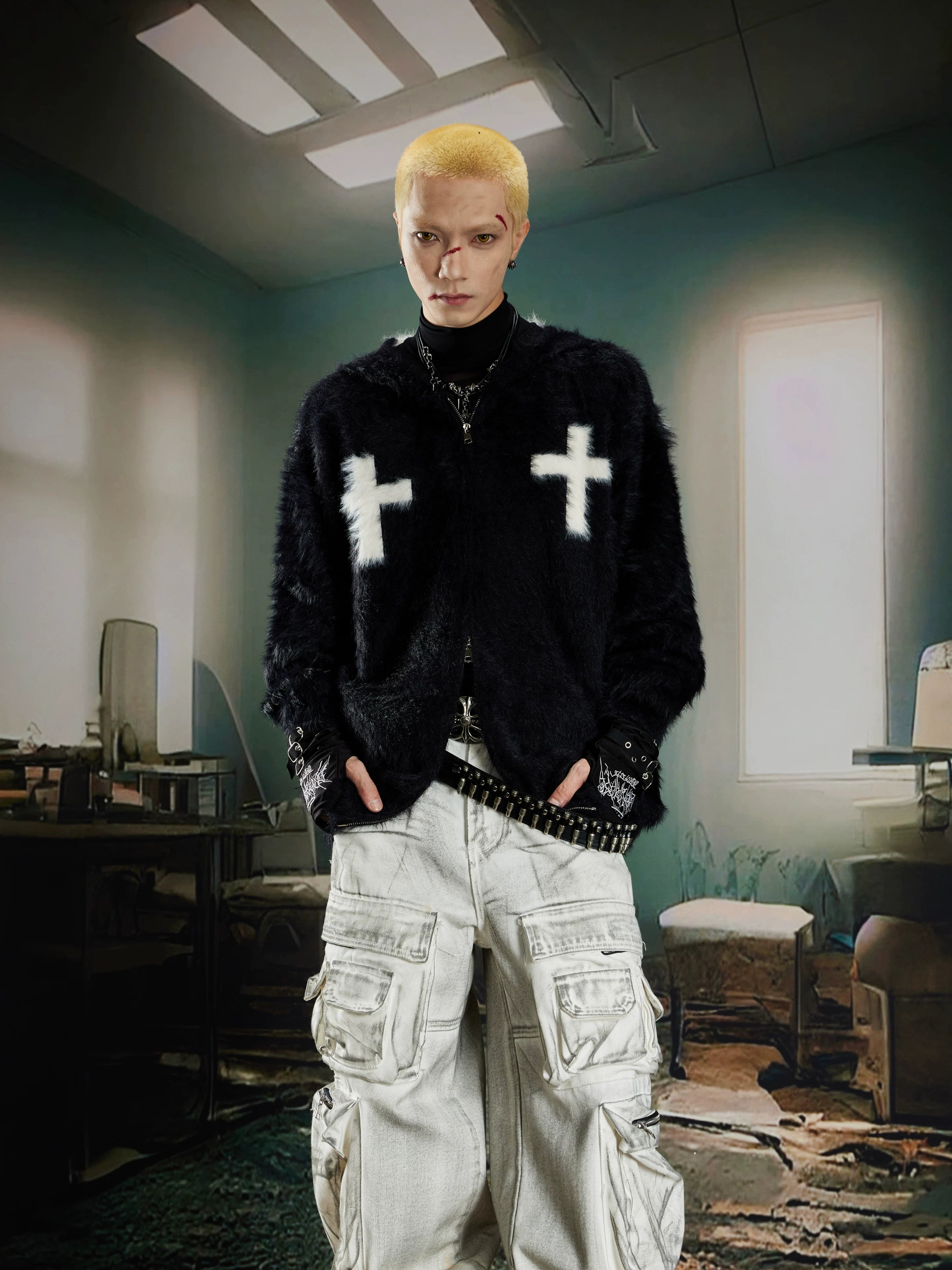 Crucifix Plush Relic Zip Hoodie