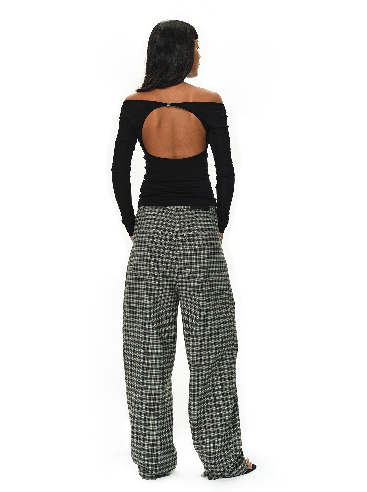 Grey and Black Checkered Loose Casual Pants