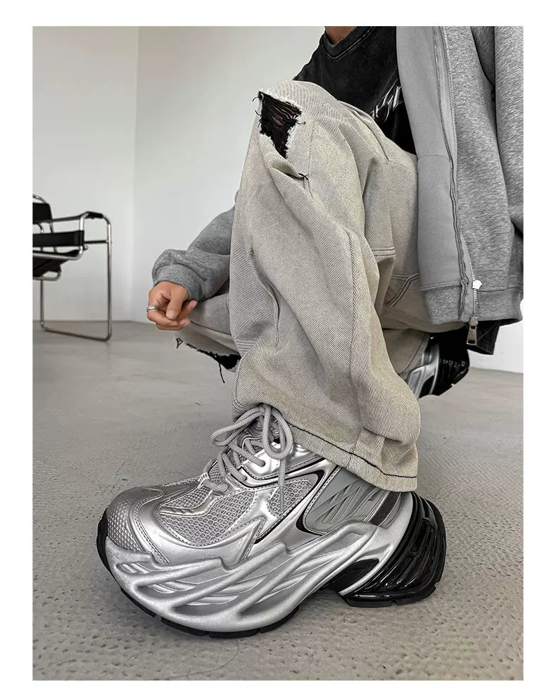 Futuristic Metallic Platform Runner Sneakers