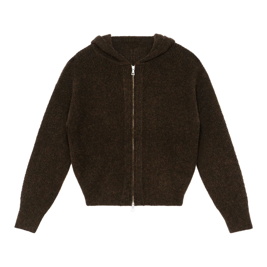 Mochafuzz Cropped Knit Hoodie
