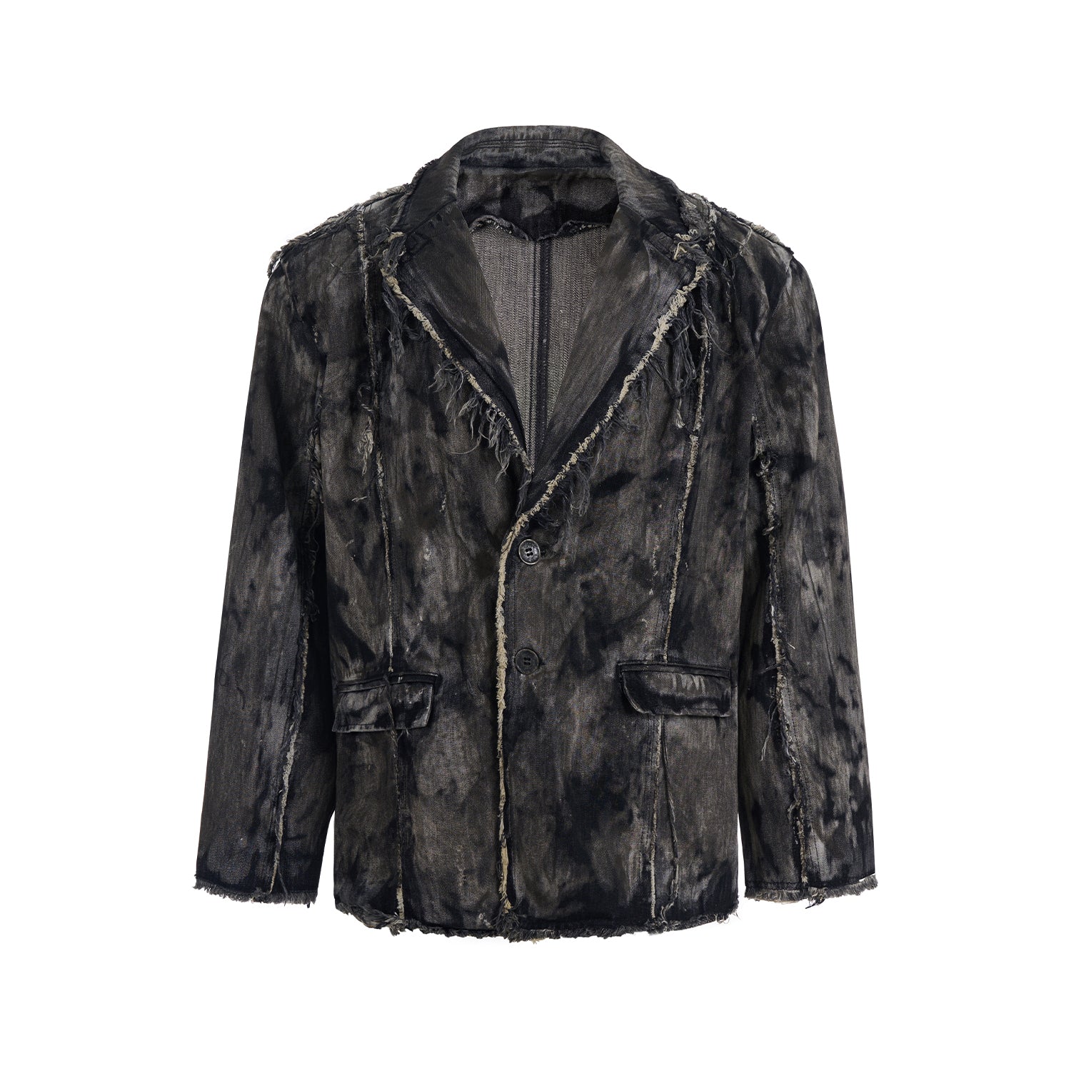 Distressed Dark Denim Blazer Jacket
