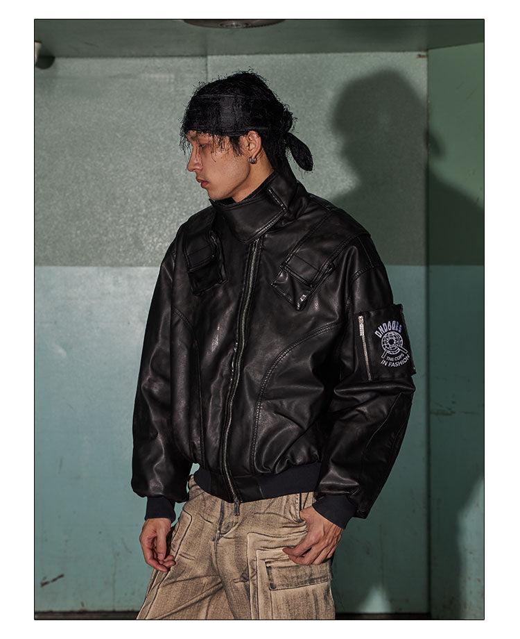 Tactical Leather Bomber Jacket