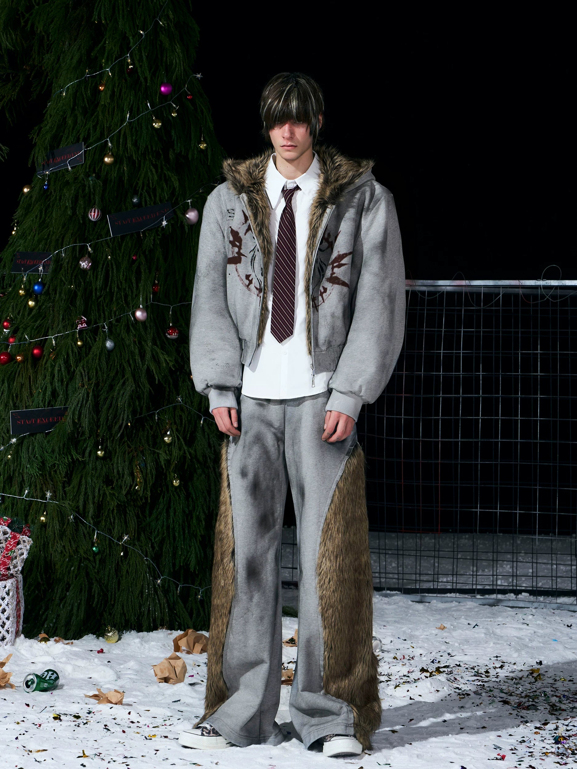 Frost Faux‑Fur Hooded Jacket and Pants Setup