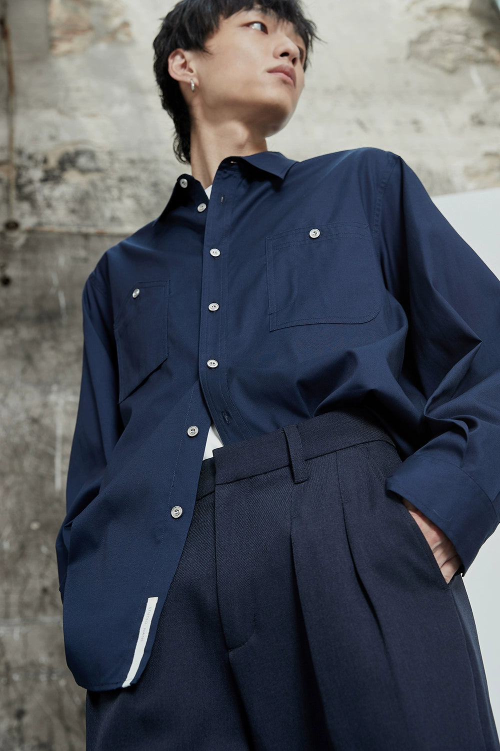 Asymmetric Pocket Oversized Shirt