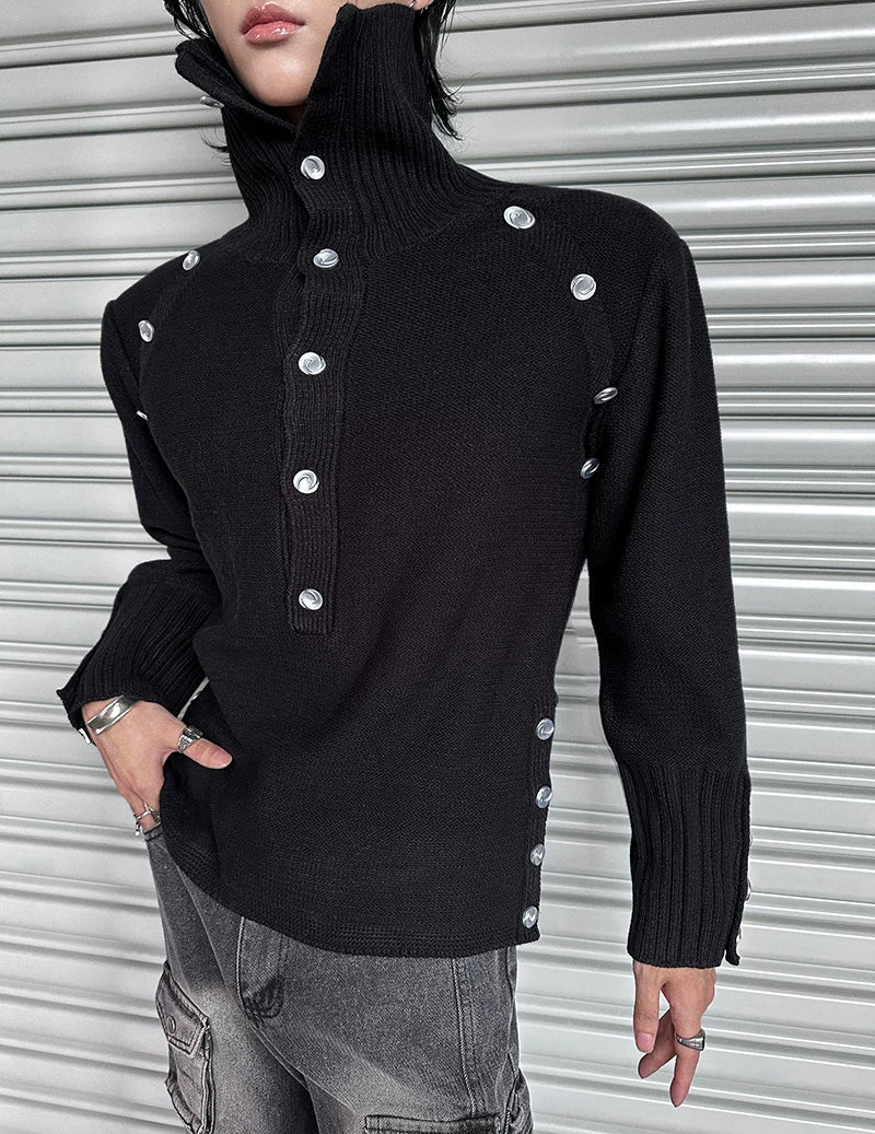 Oblivion Spire Snap-Rail Turtleneck Sweater