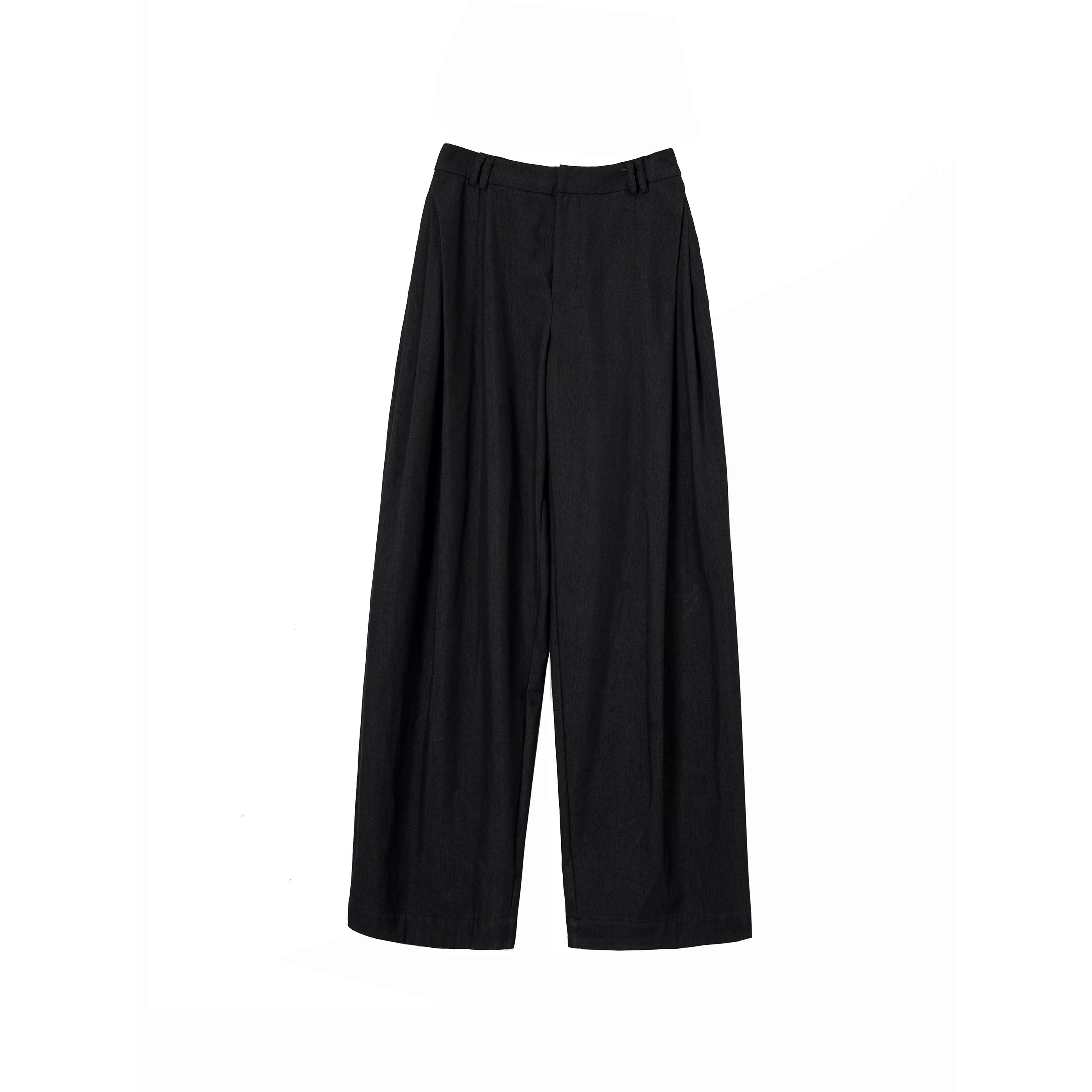 Drape Pleated Wide-Leg Suit Pants