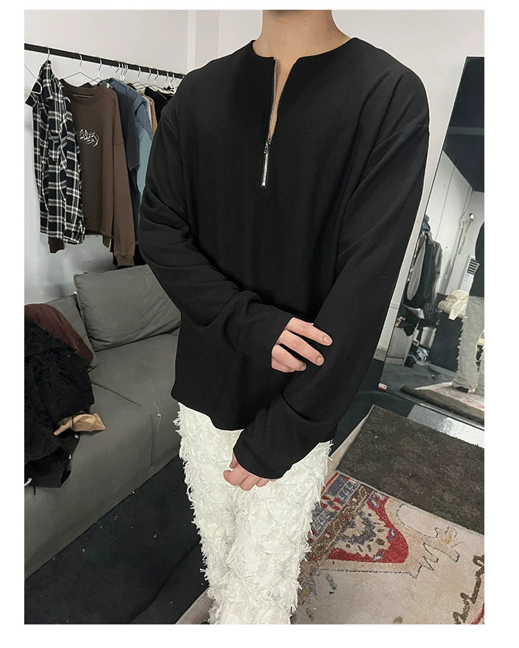 Minimal Half-Zip Long-Sleeve Sweatshirt