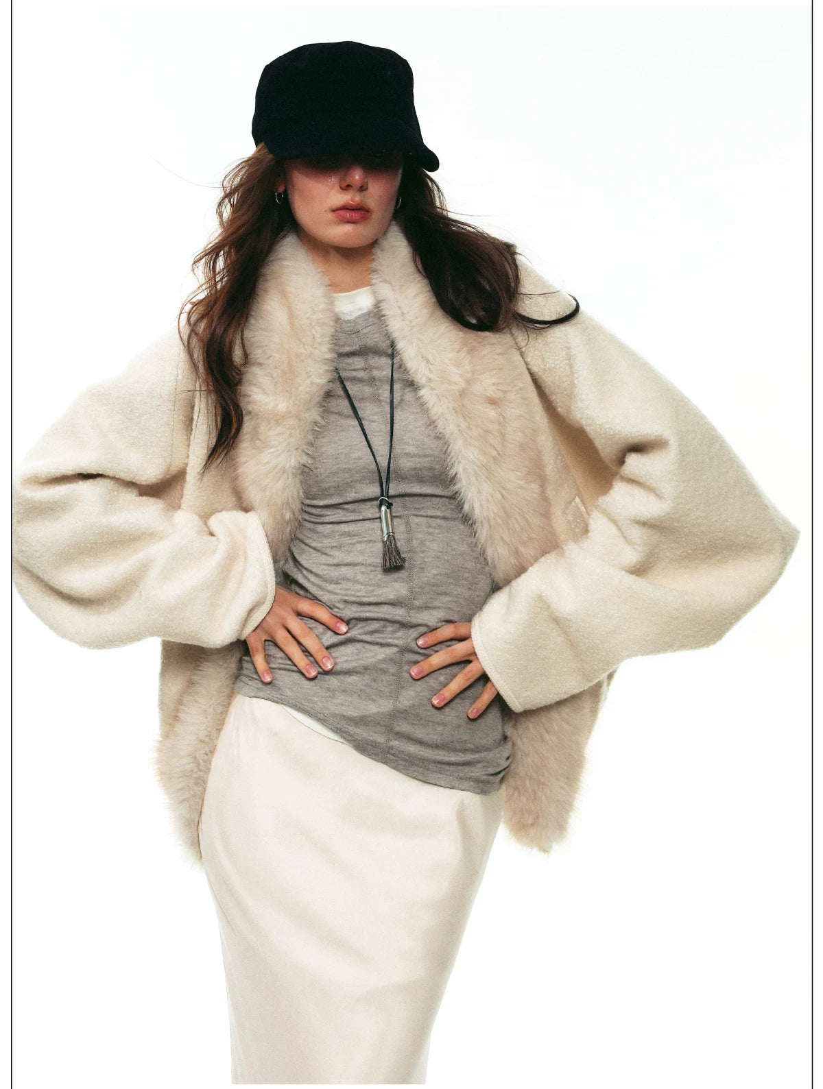 Boucle Fur Collar Jacket