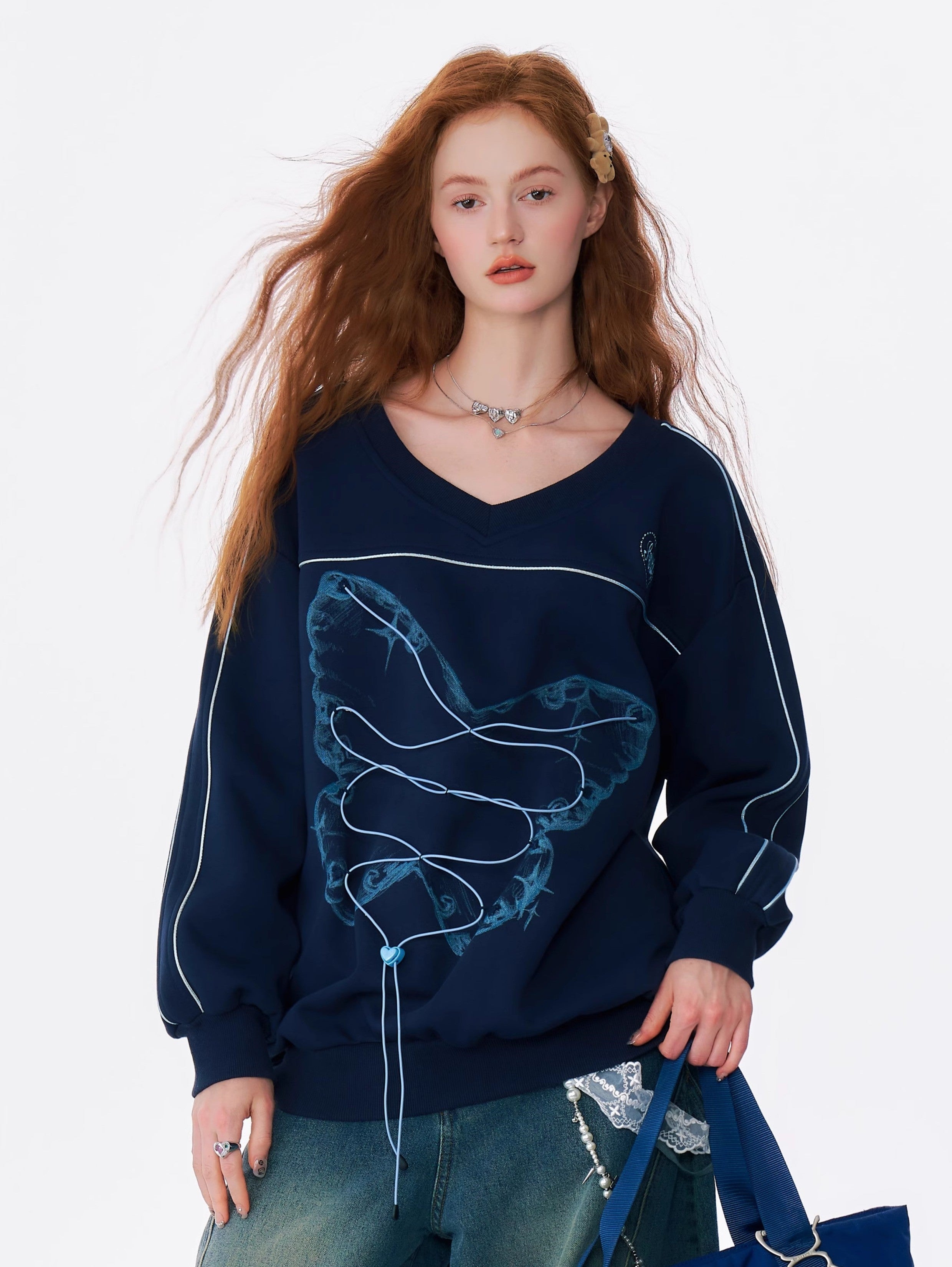 Butterfly Line Off Shoulder Sweater