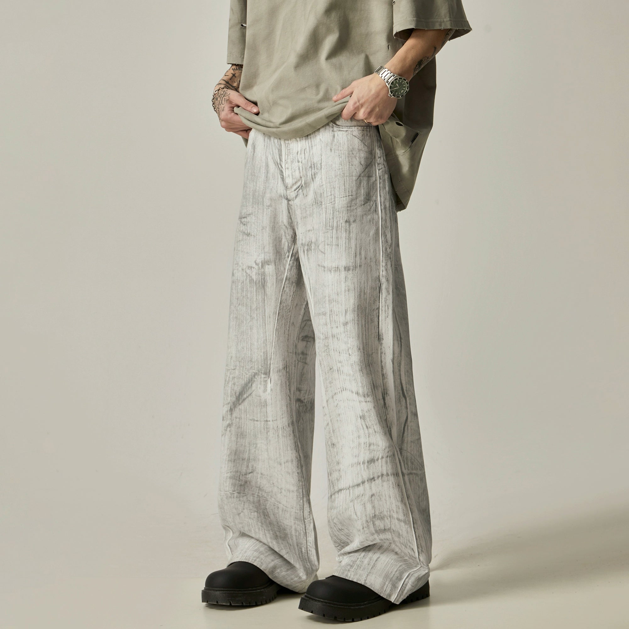 Marble Drift Wide-Leg Jeans