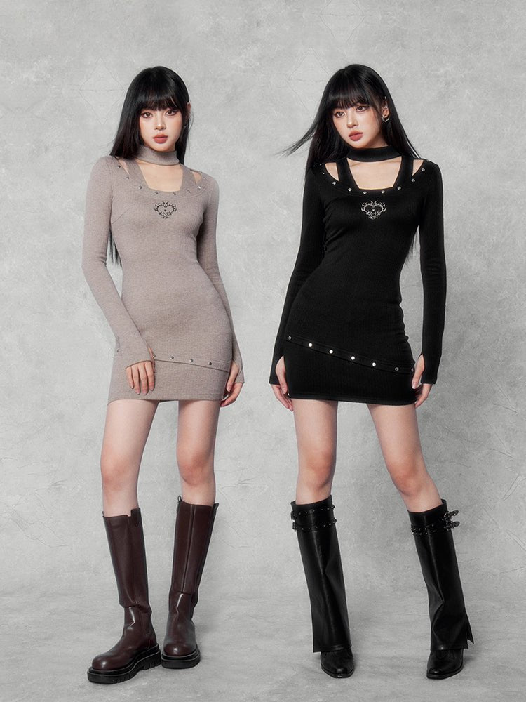 Dark Heart Knit Bodycon Dress