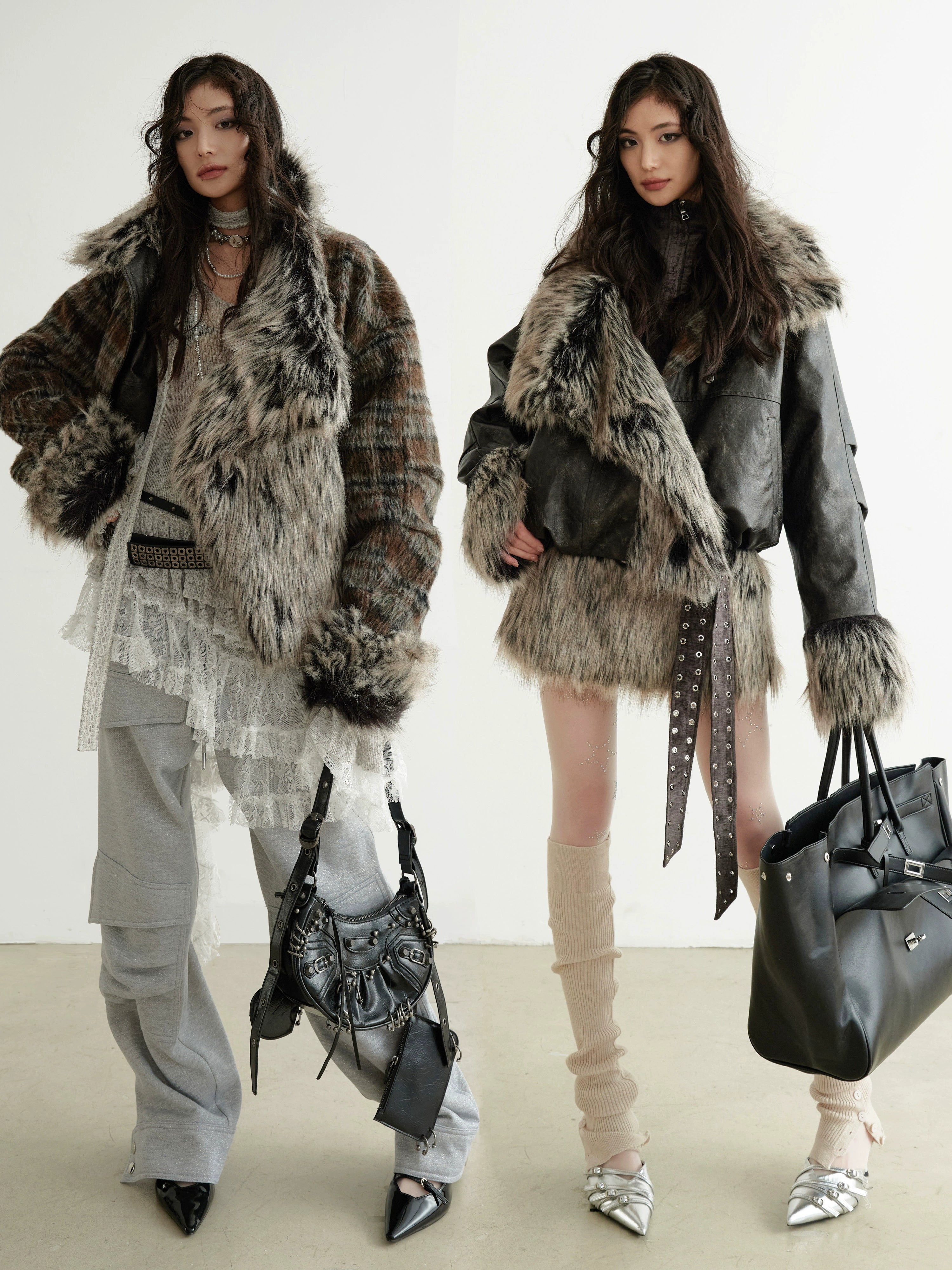 Faux Fur Trim Collar and Cuffs Cropped Jacket