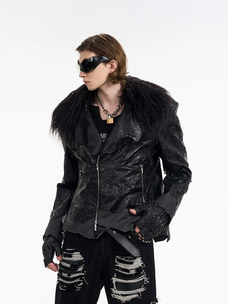 Raven Fur Biker Jacket