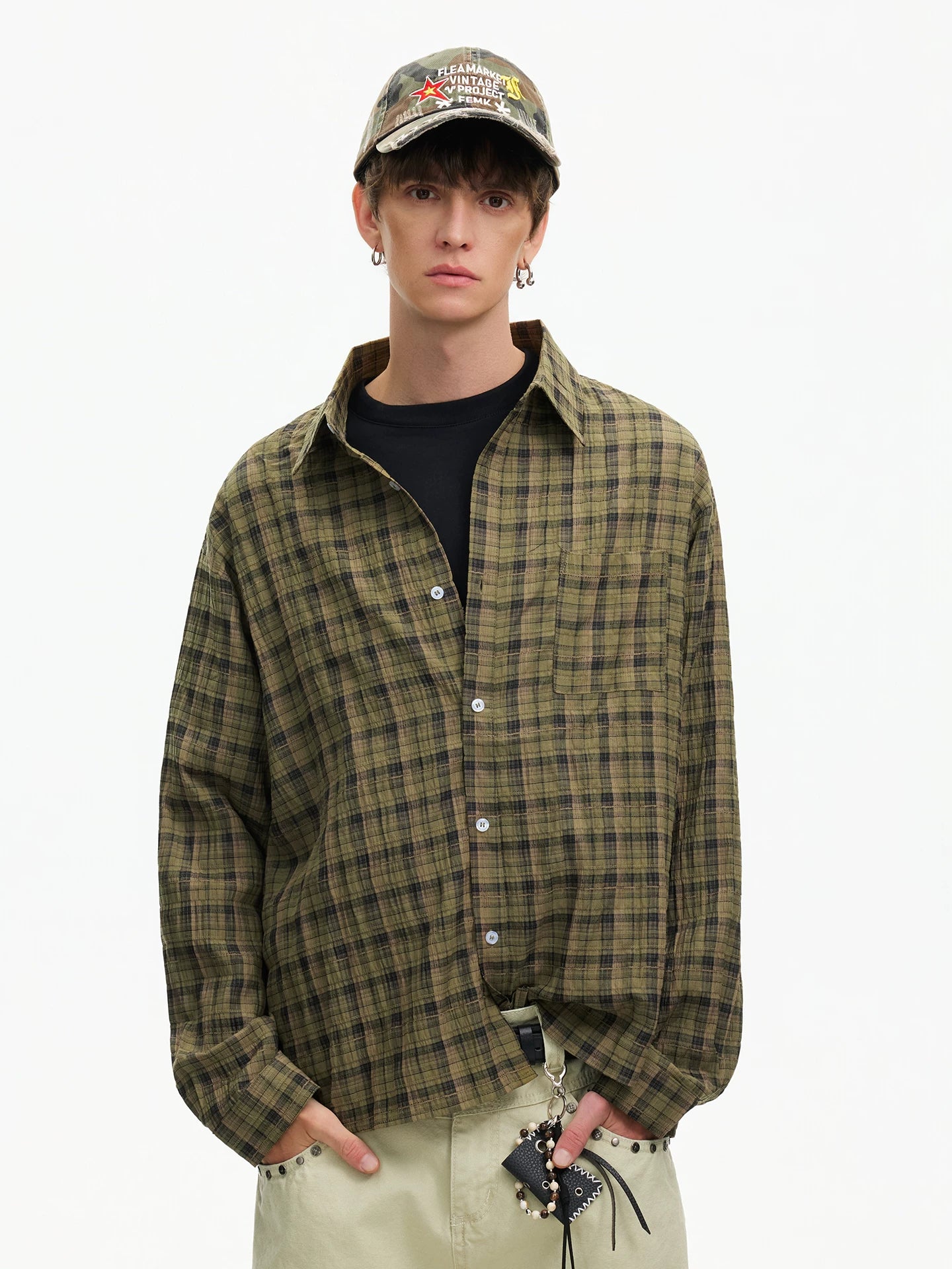 Woodland Grid Oversize Flannel Shirt