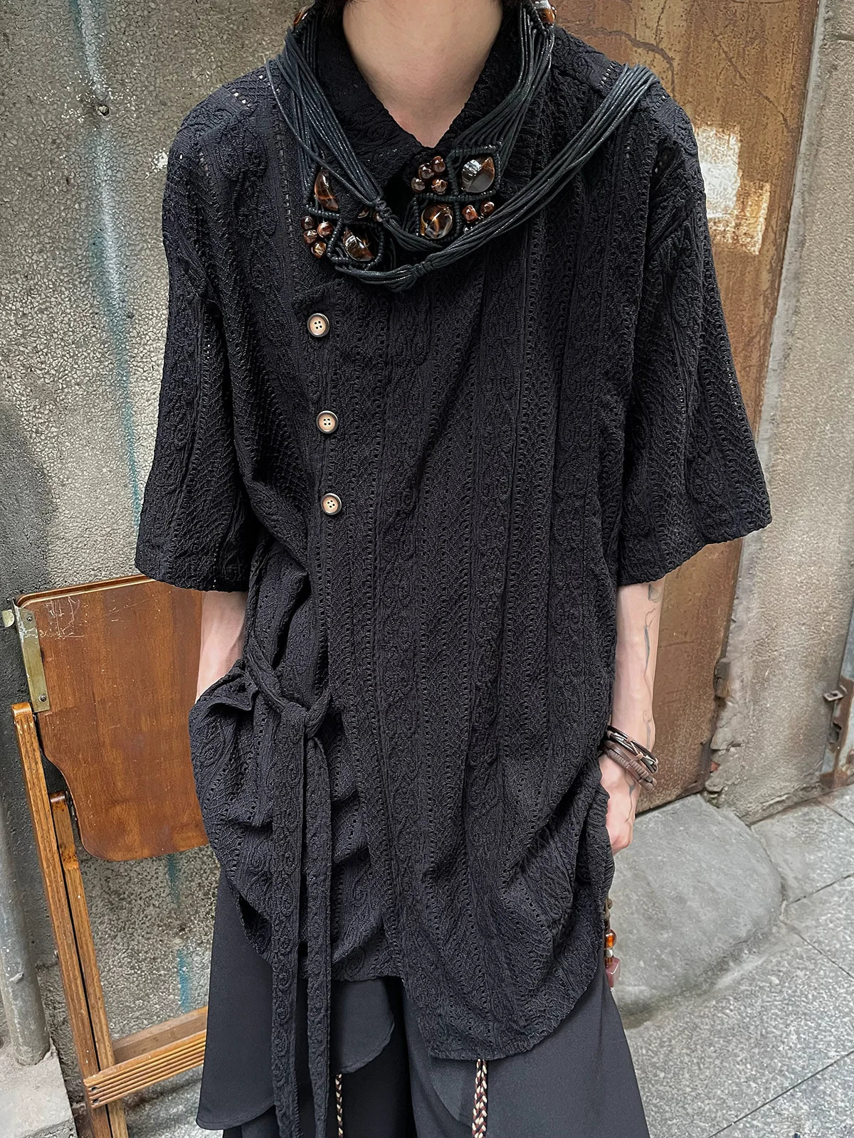 Nocturne Jacquard Draped Shirt