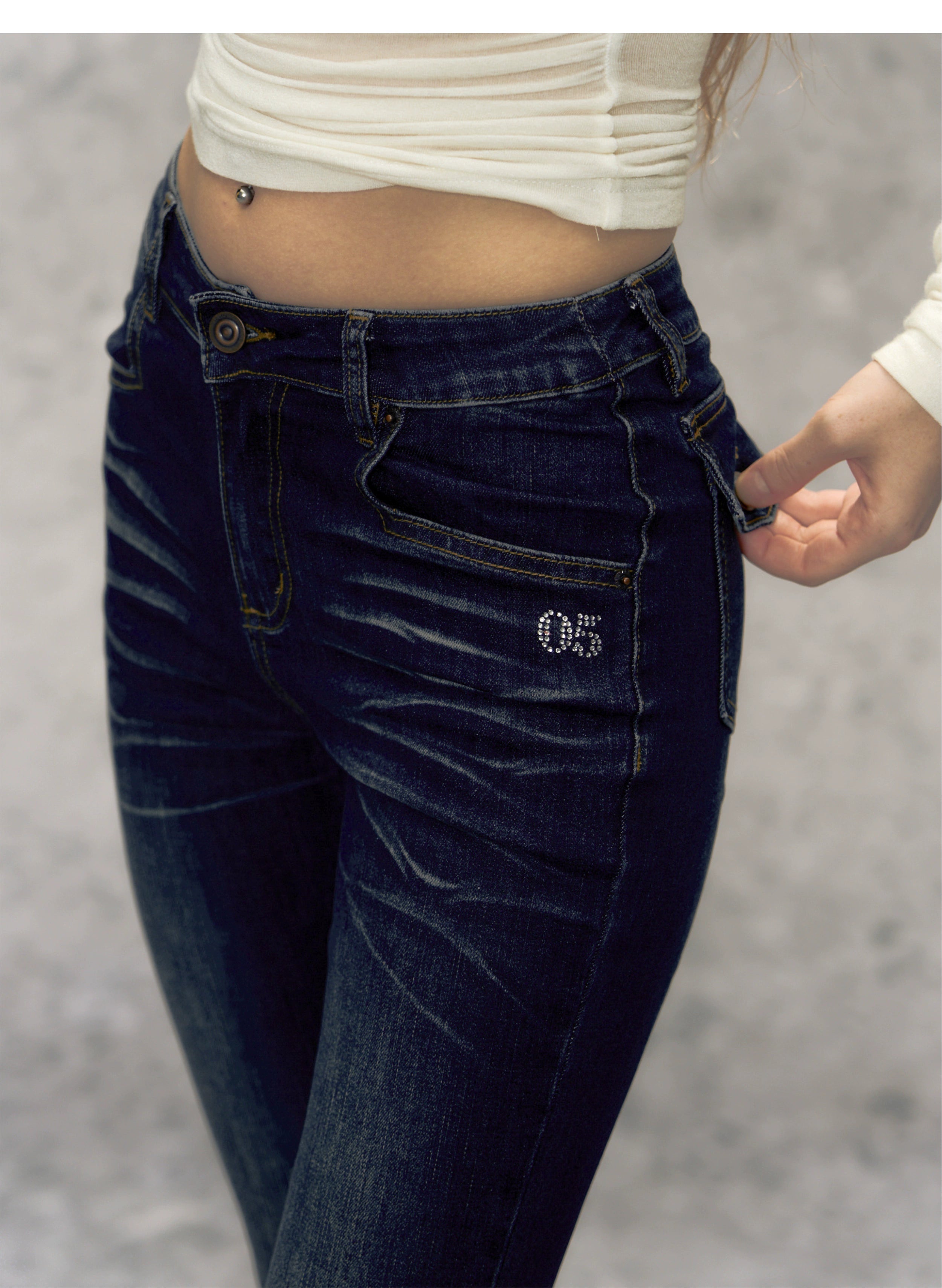 Black and Blue Two-tone Micro Flare Jeans