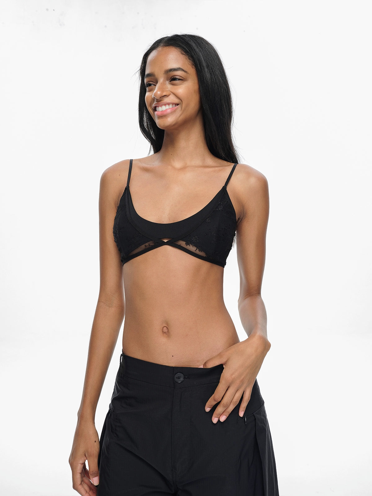 Black Lace Camisole Bralette