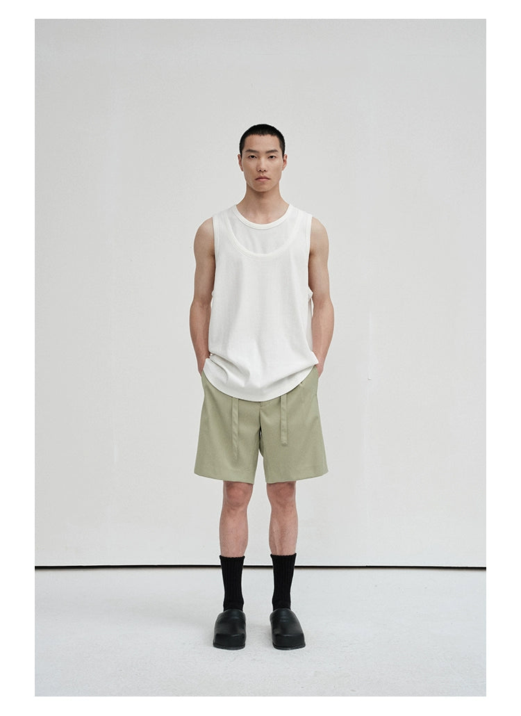 Drawstring Single-Pleat Shorts