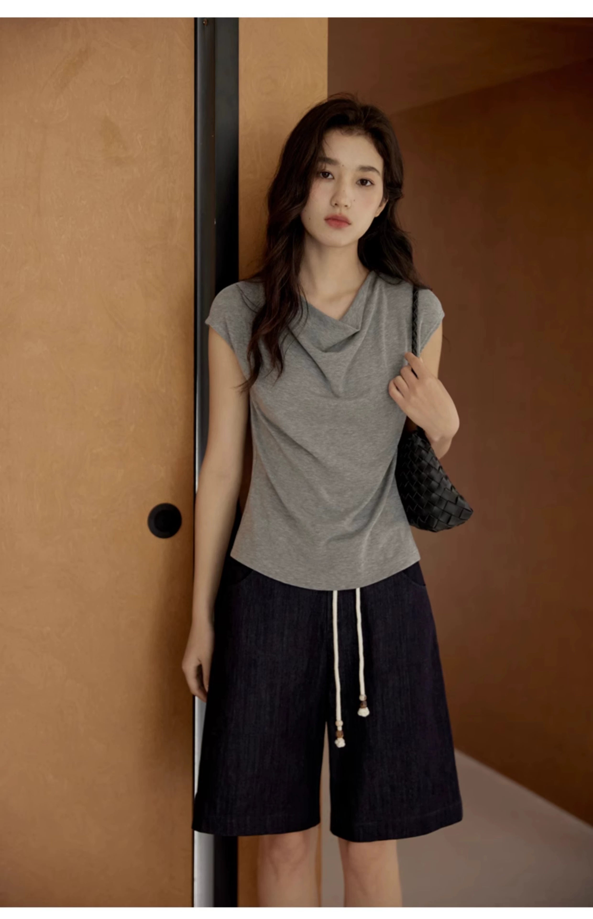 Cowl Neck Cap Sleeve Top