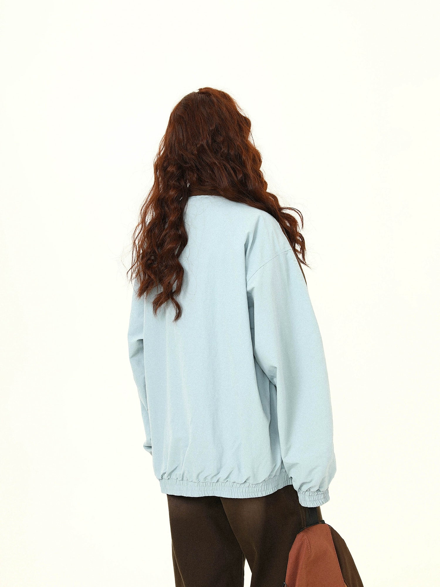 Contrast Collar Brown Bomber Jacket