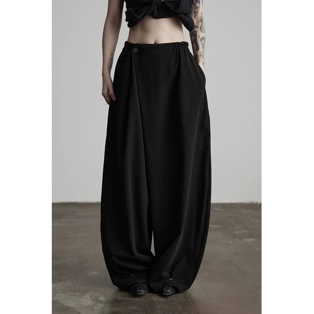 Black Wide-Leg Casual Dress Pants