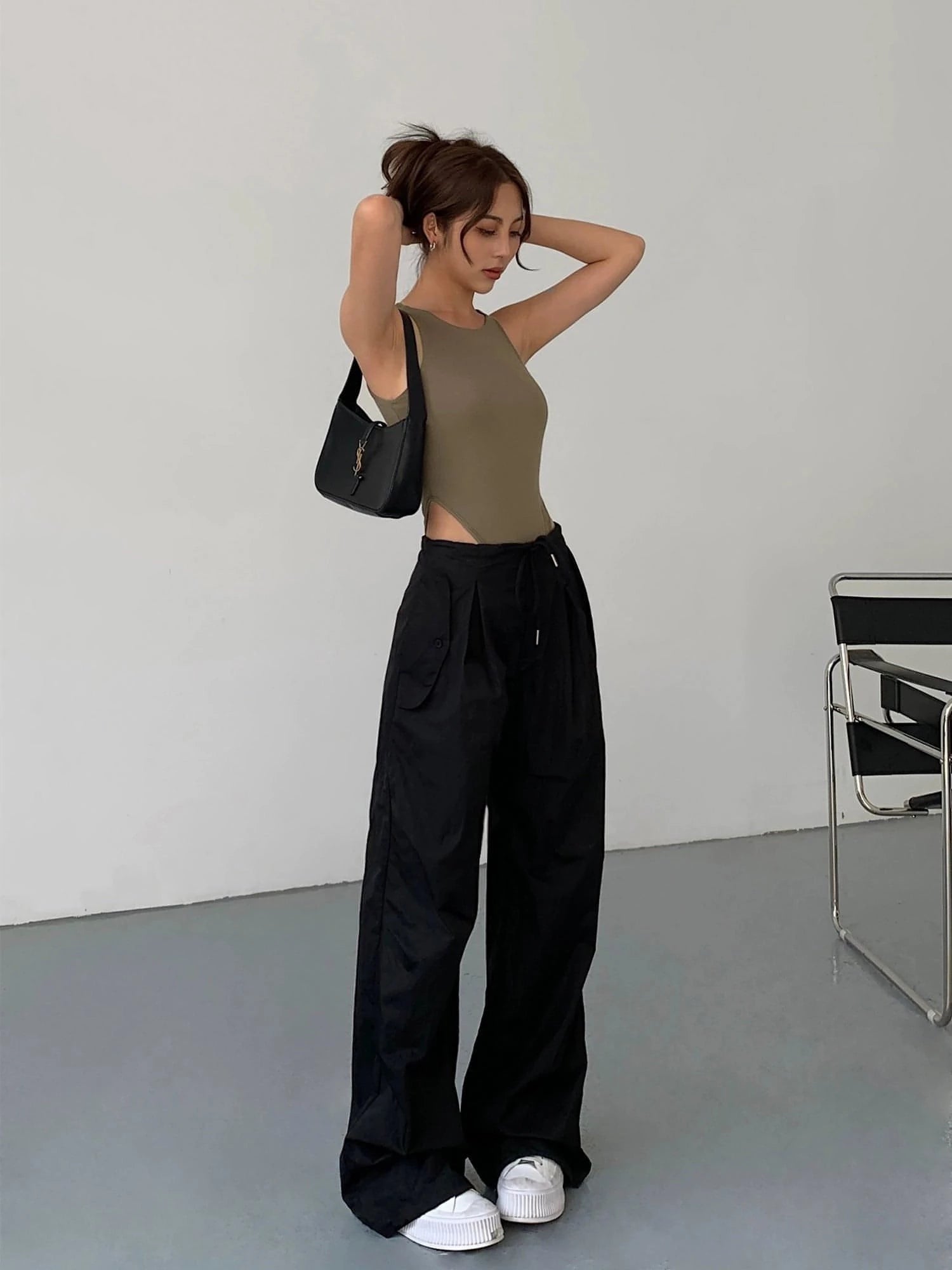 American Retro Wide-Leg Work Pants - chiclara