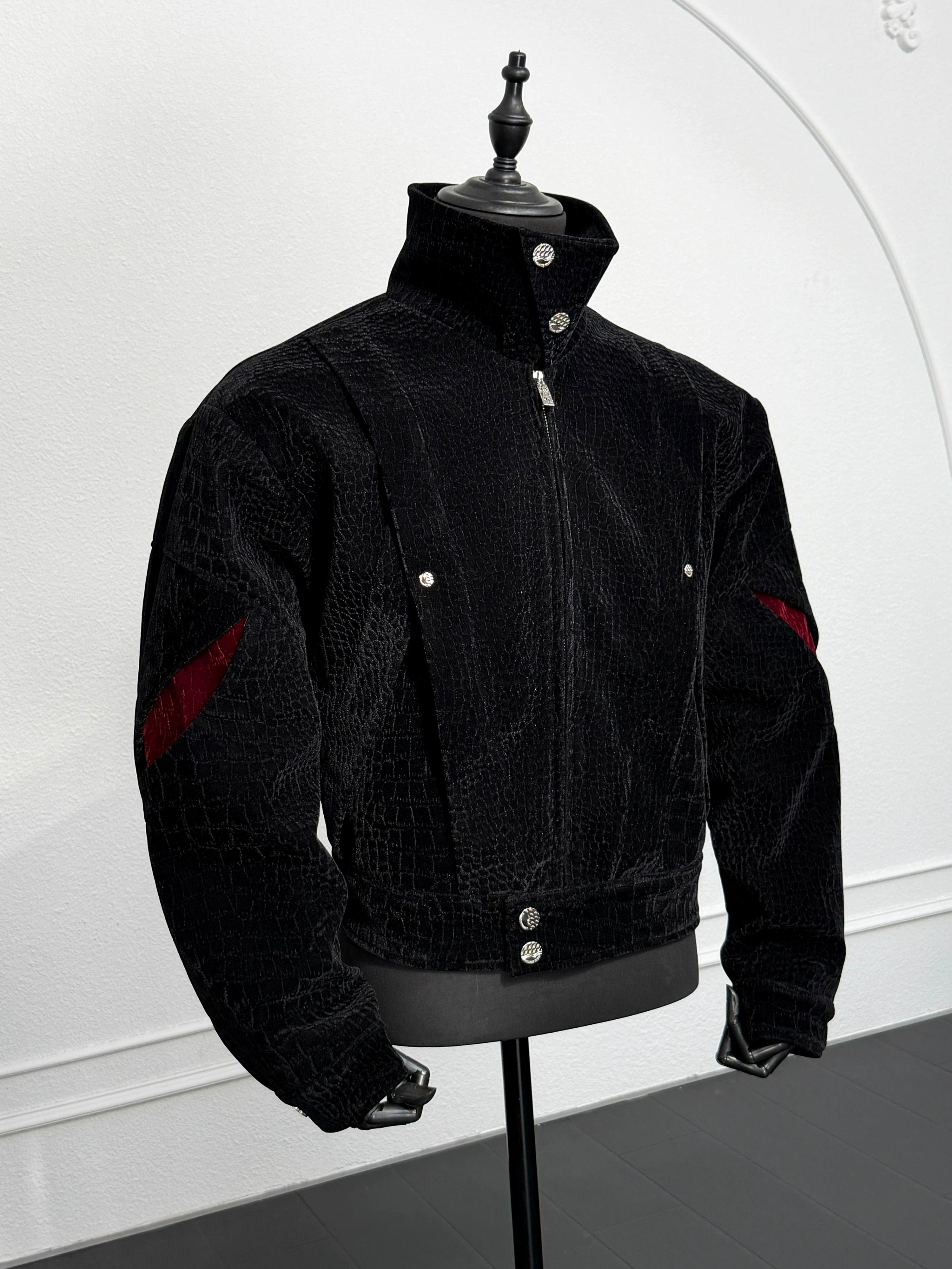 Crimson & Onyx Regent Velvet Moto Blouson