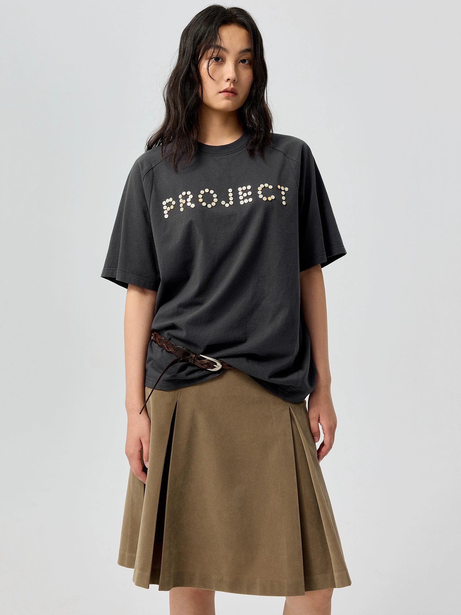 Olive Dune Pleated Mini Skirt