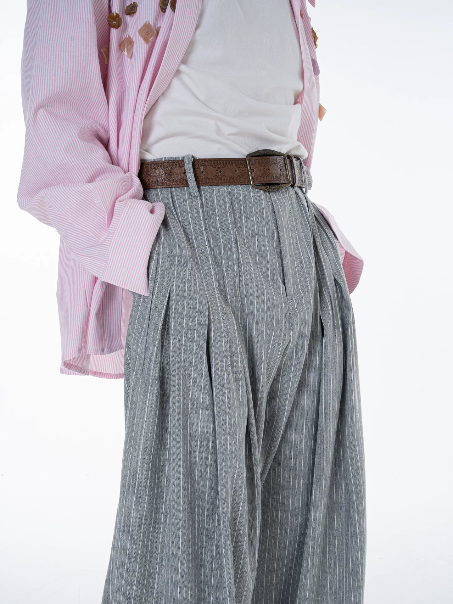 Cloudline Pleated Wide Stripe Trousers